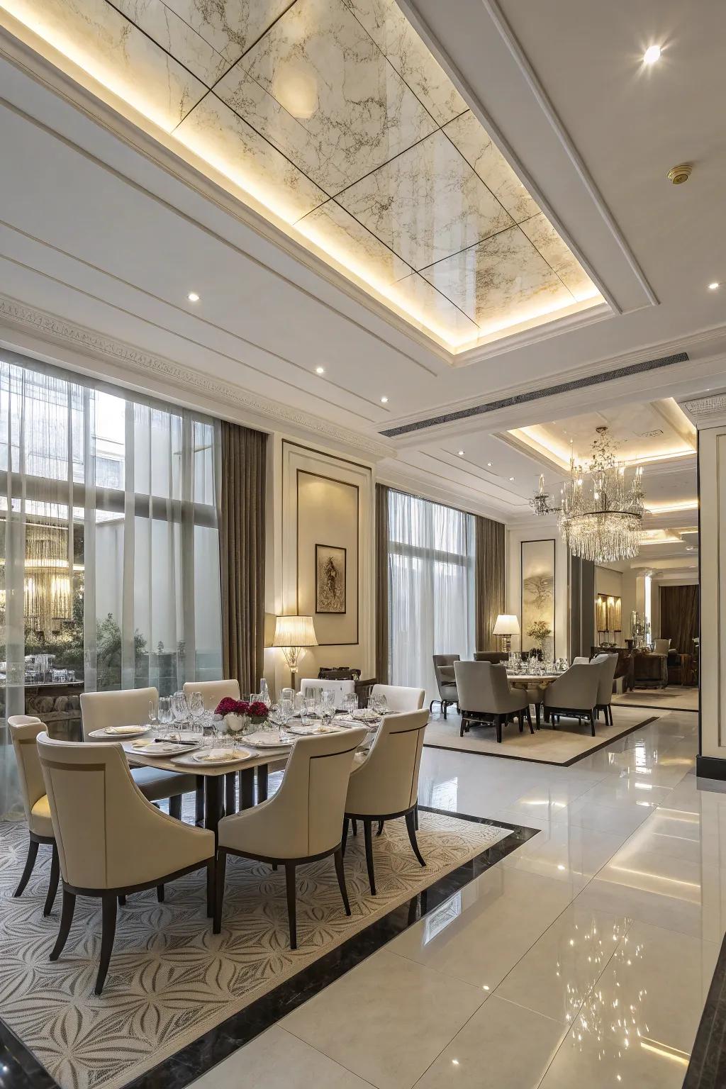 High-shine finishes enhance the sense of space and illumination.