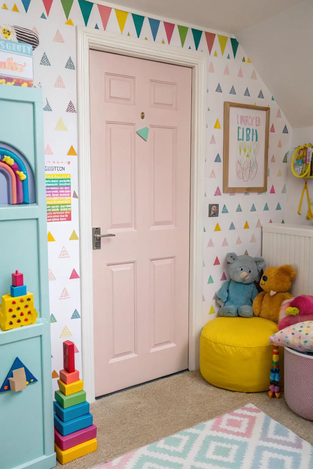 Playful door shades add whimsy to children's spaces.