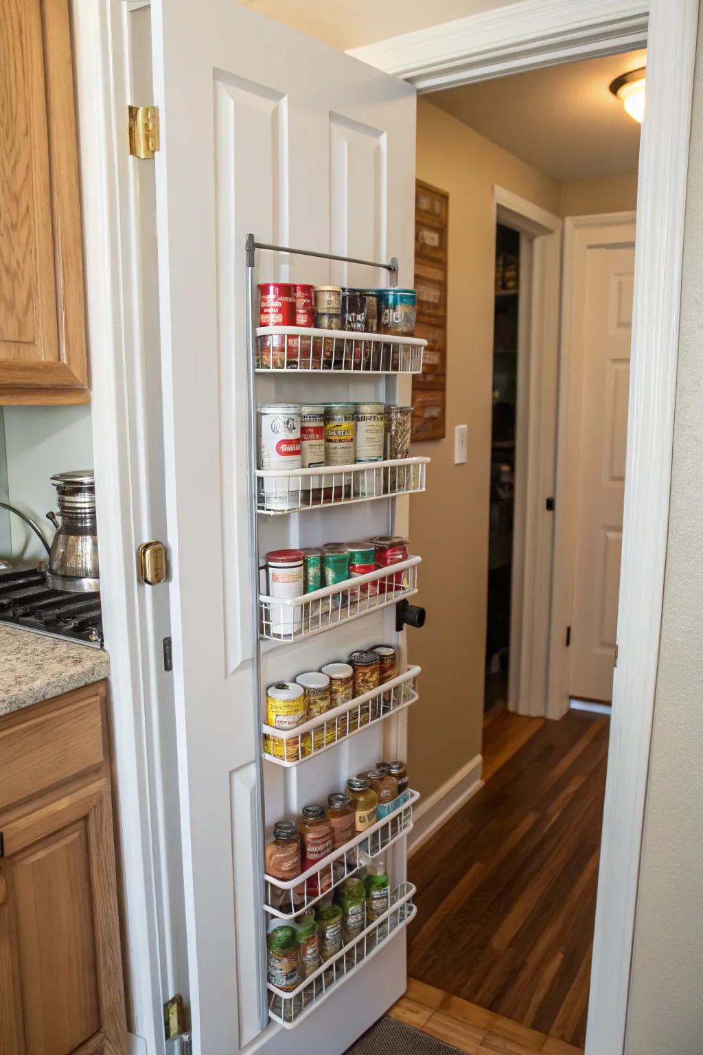 Make the most of your pantry door with extra storage.
