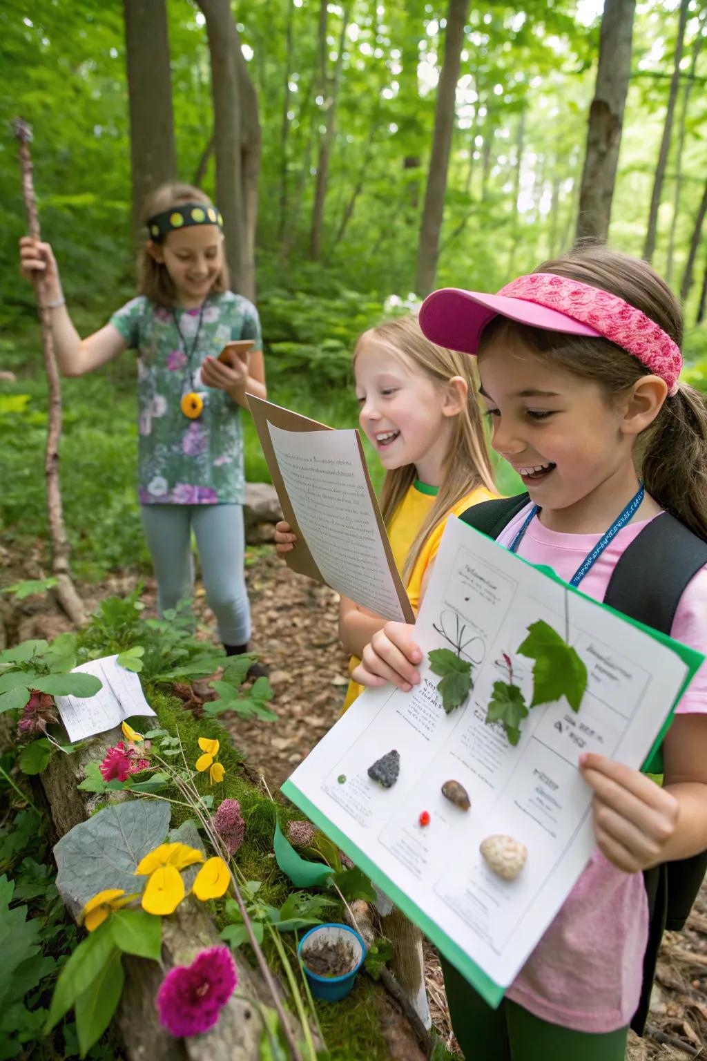 A nature scavenger hunt fosters exploration and learning.