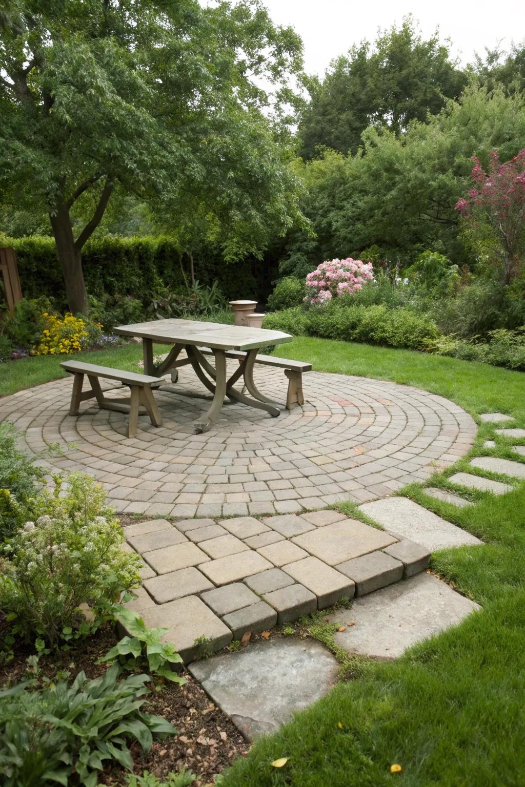 Circular patios fashion captivating focal points.