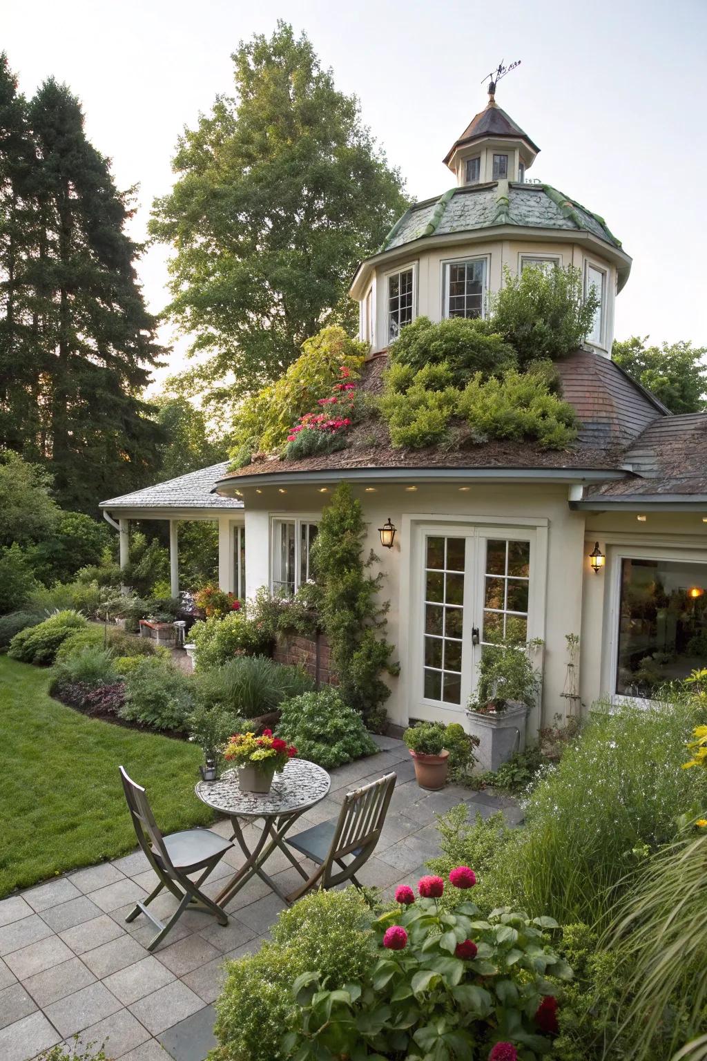 A cupola transformed into an attractive rooftop meadow.