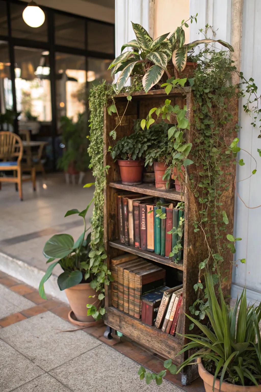 Turn an old bookcase into a botanical sanctuary.