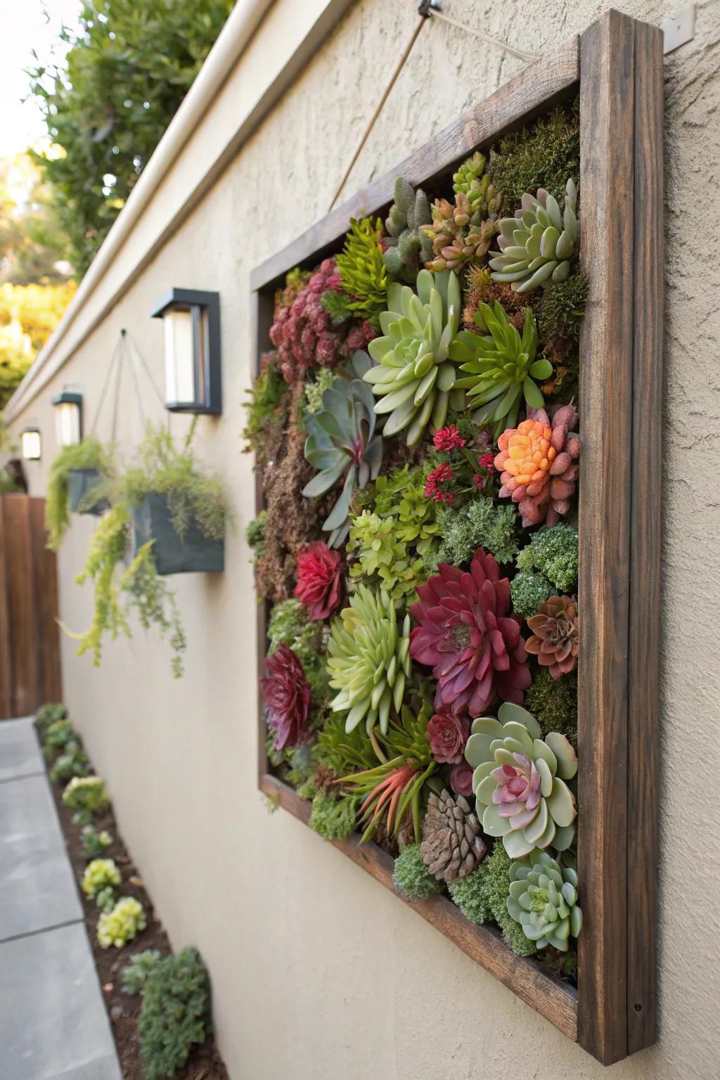 Make plant artwork by using succulent frames.