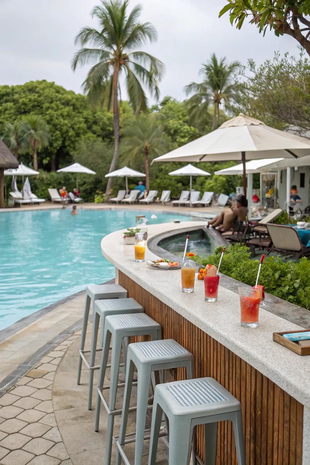 A swim-up bar elevates your pool deck to a fun and luxurious spot.