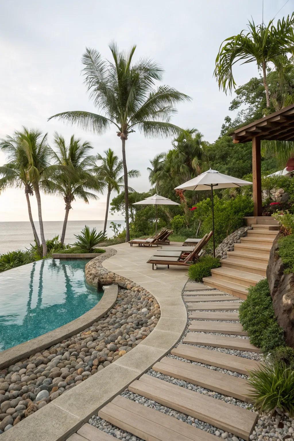 Experience a beach-like atmosphere with a beach entry pool deck.