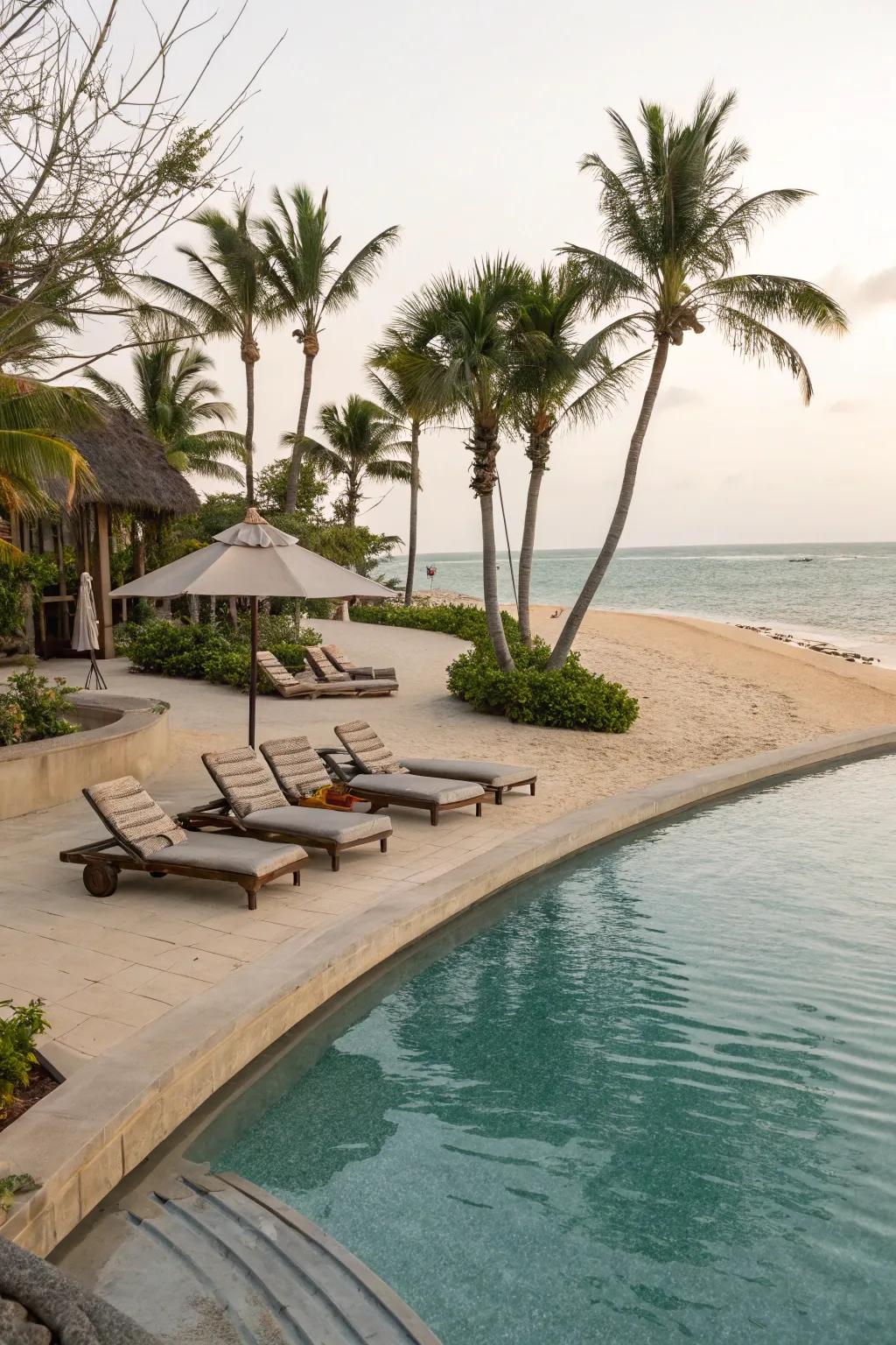 A beach entry adds a dash of coastal charm to your pool.