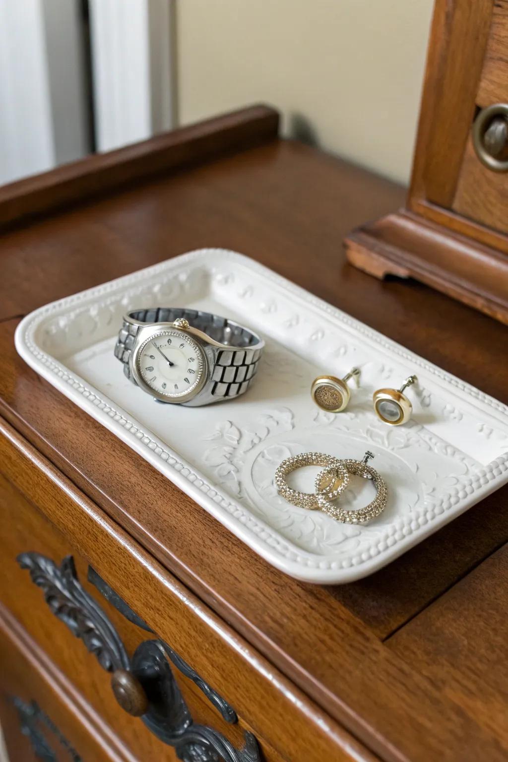Keep his valuables organized with a porcelain trinket plate.