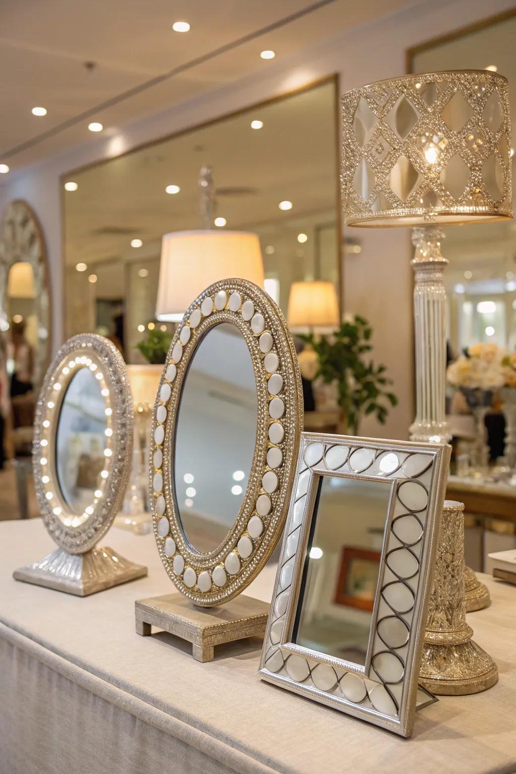 Mirrors can amplify the sense of room and light in your displays.