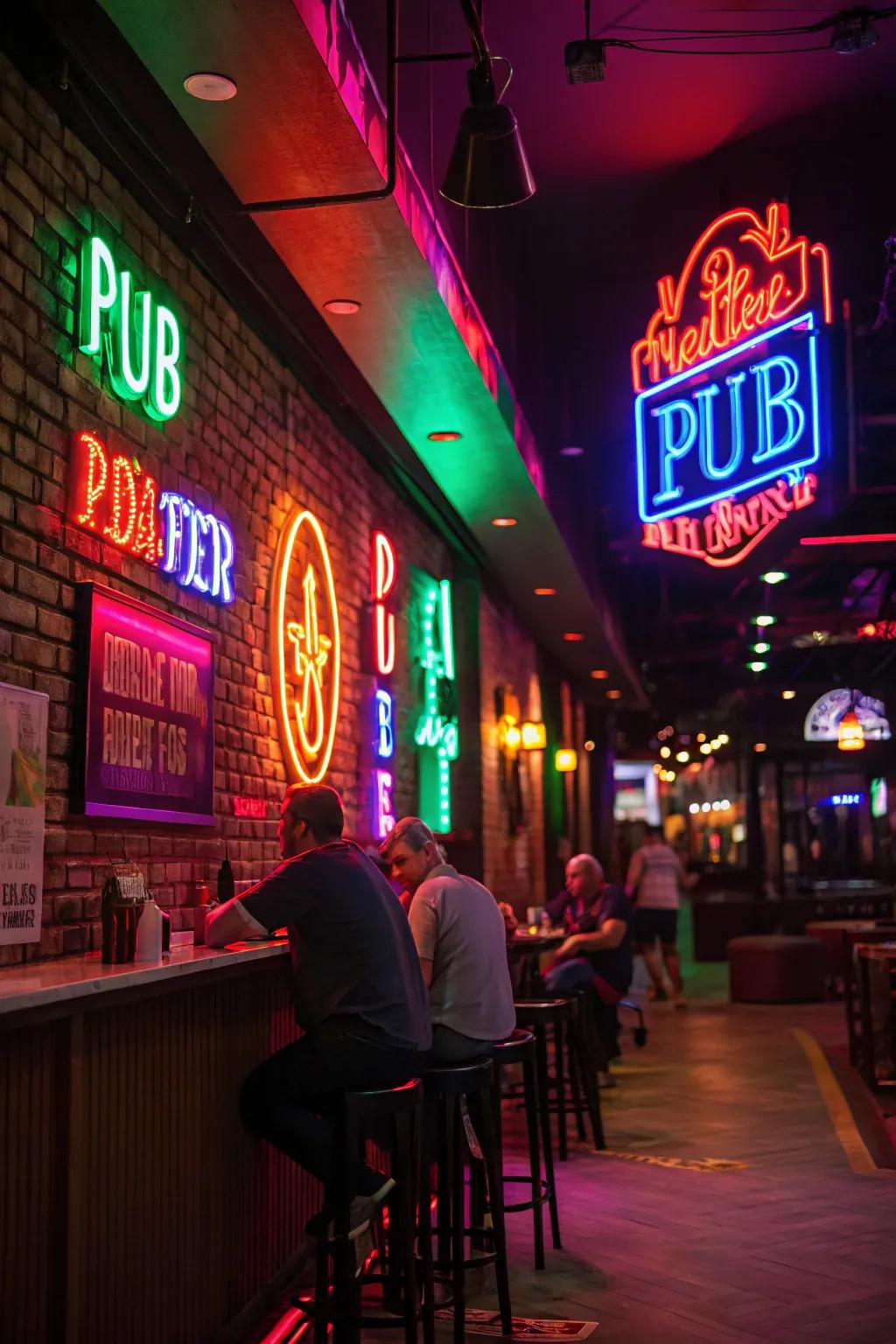 Neon markers inject a modern and animated element into your pub.