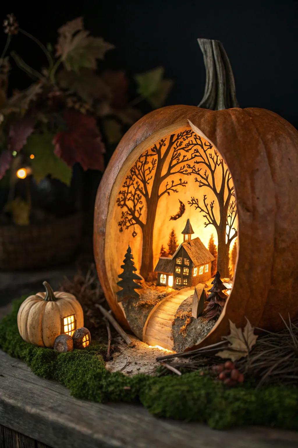 A magical gourd vignette showing a miniature village.
