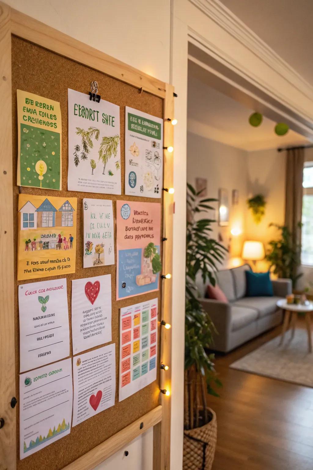 An ecological board promoting sustainable living suggestions.