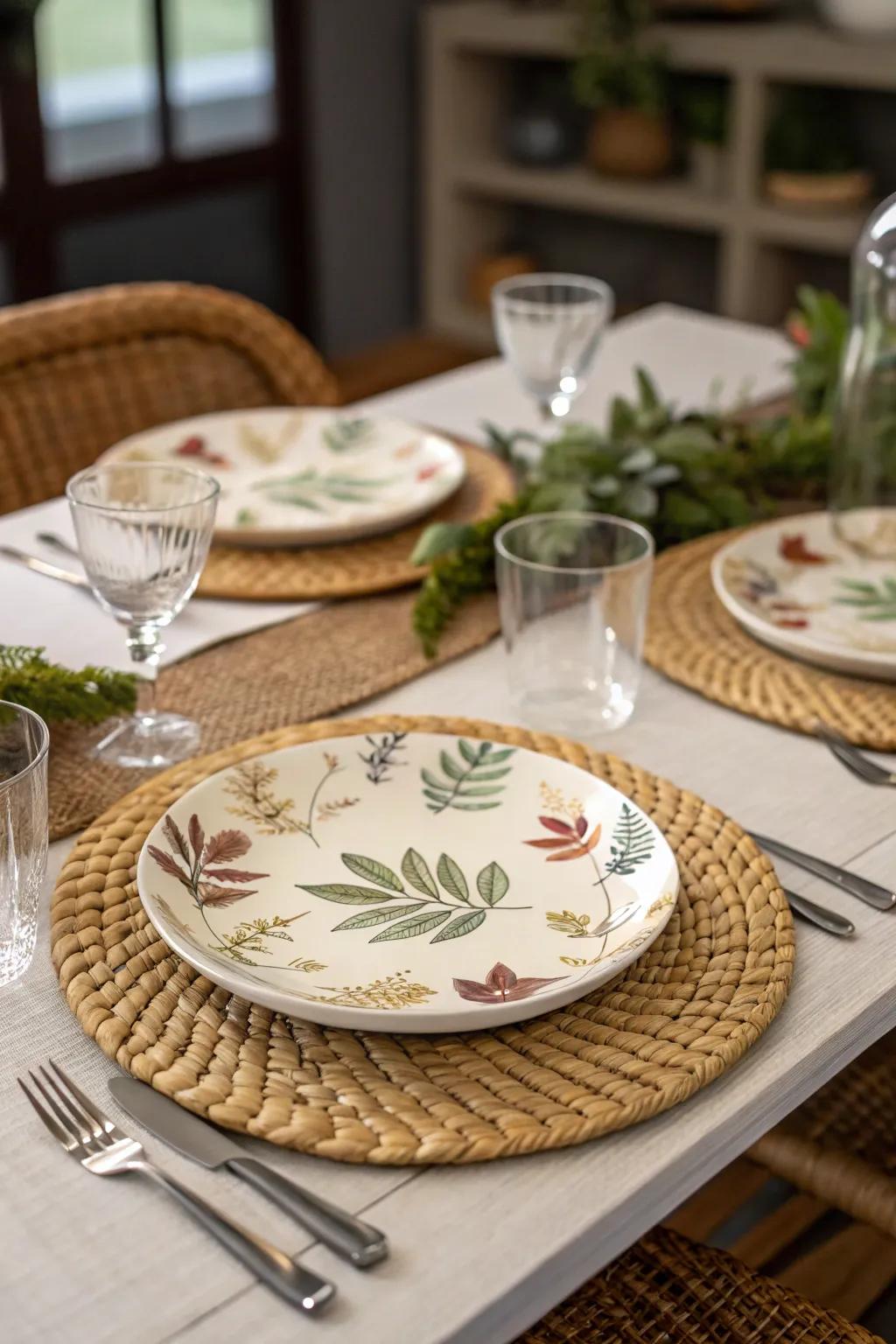 Elevate your dining experience with jungle-themed table settings.