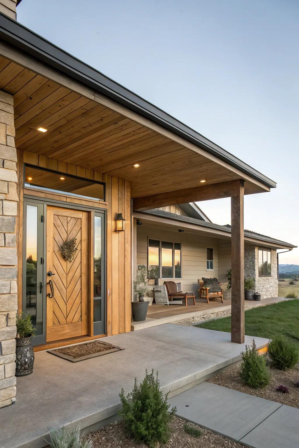 Pivot portals create a dramatic, modern entrance.