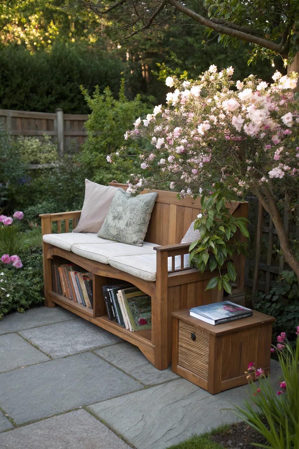 Integrated storage options help keep your reading nook free of clutter.