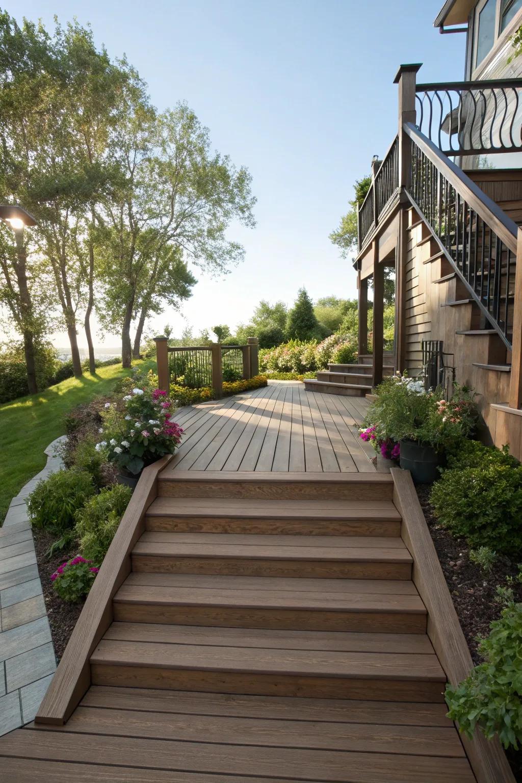 Introduce dimension with fashionable deck steps.