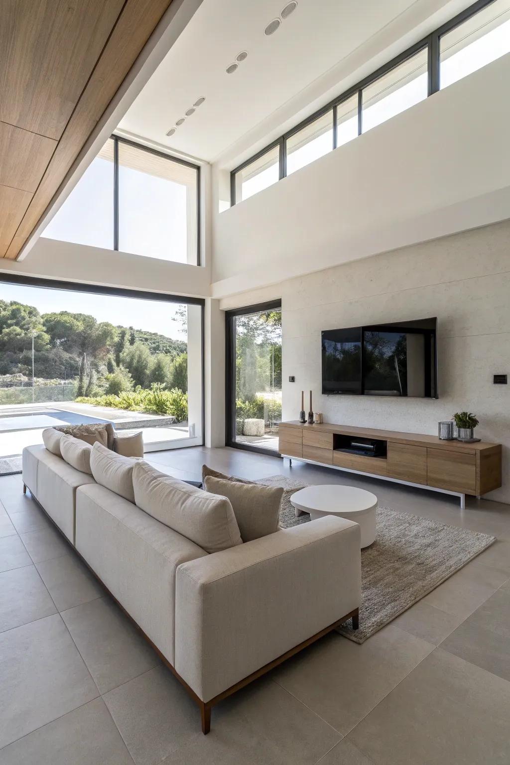 Elevated furniture creates an open, airy feel.