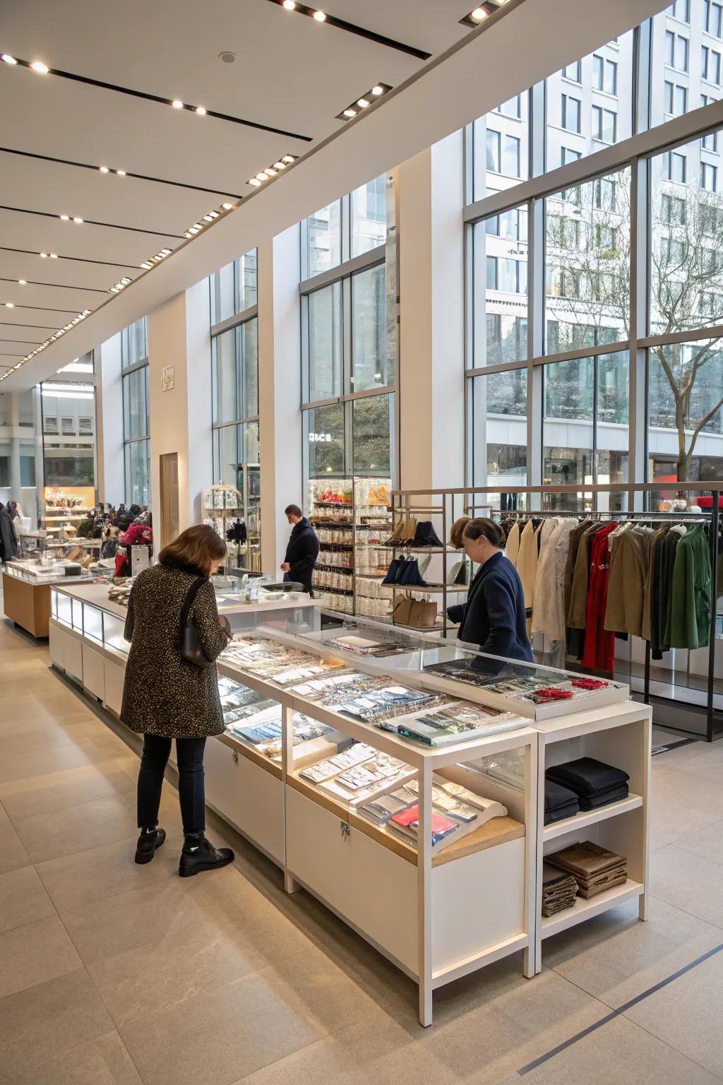 Flexible displays permit varied and ever-changing store configurations.