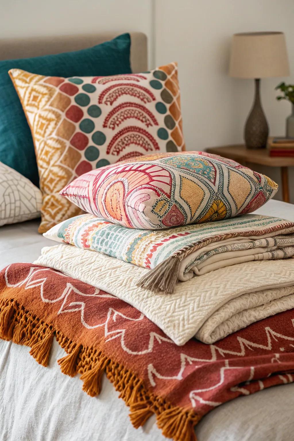 Layered textures add coziness and color.