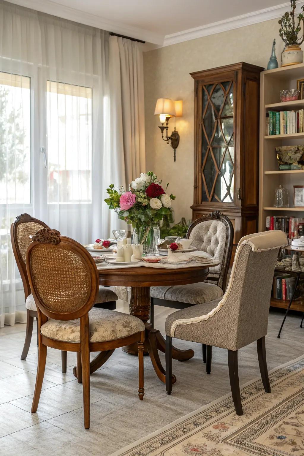 Varied furniture combinations add personality.