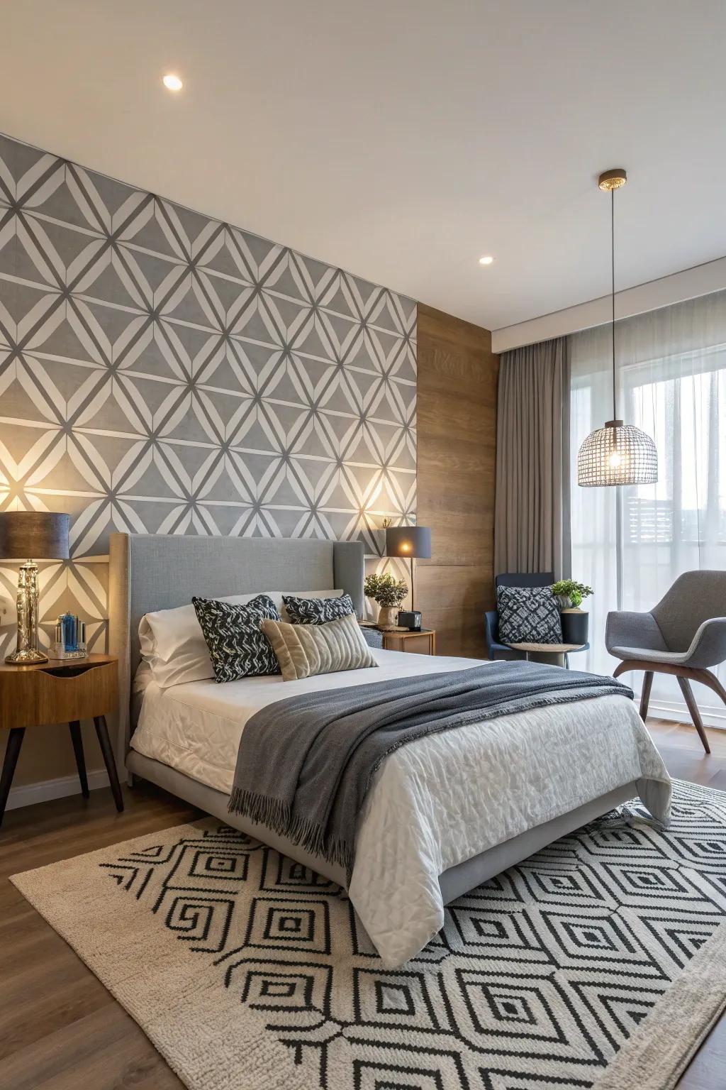 Geometric patterns add a dynamic touch.
