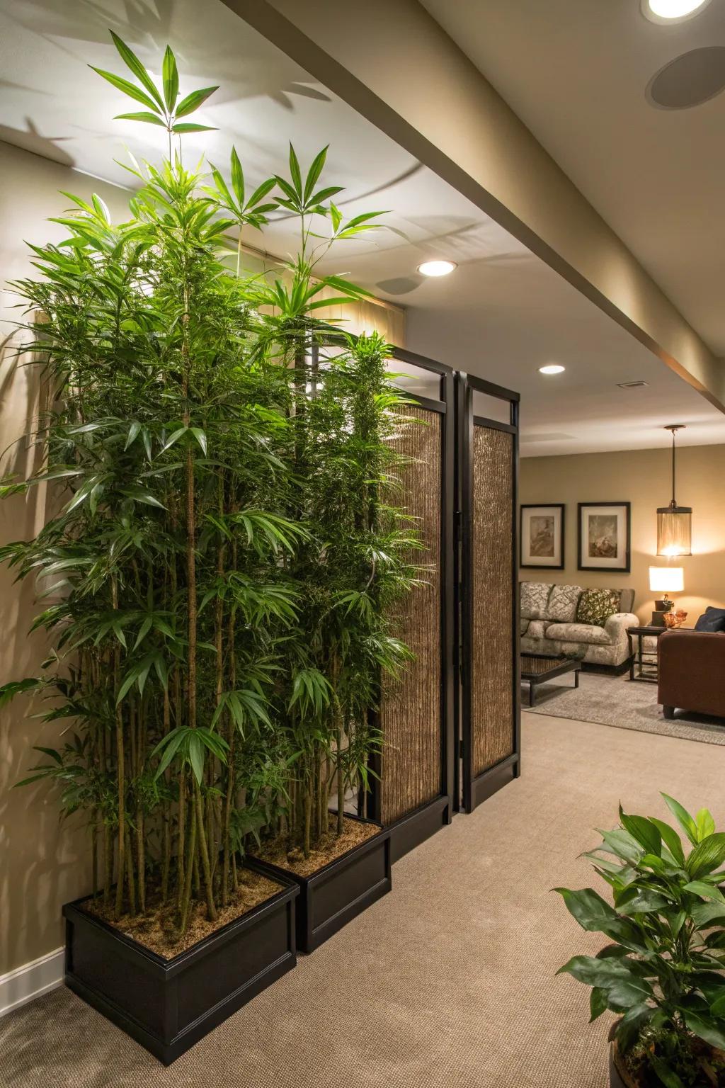 Foliage serves as stunning and organic room dividers.