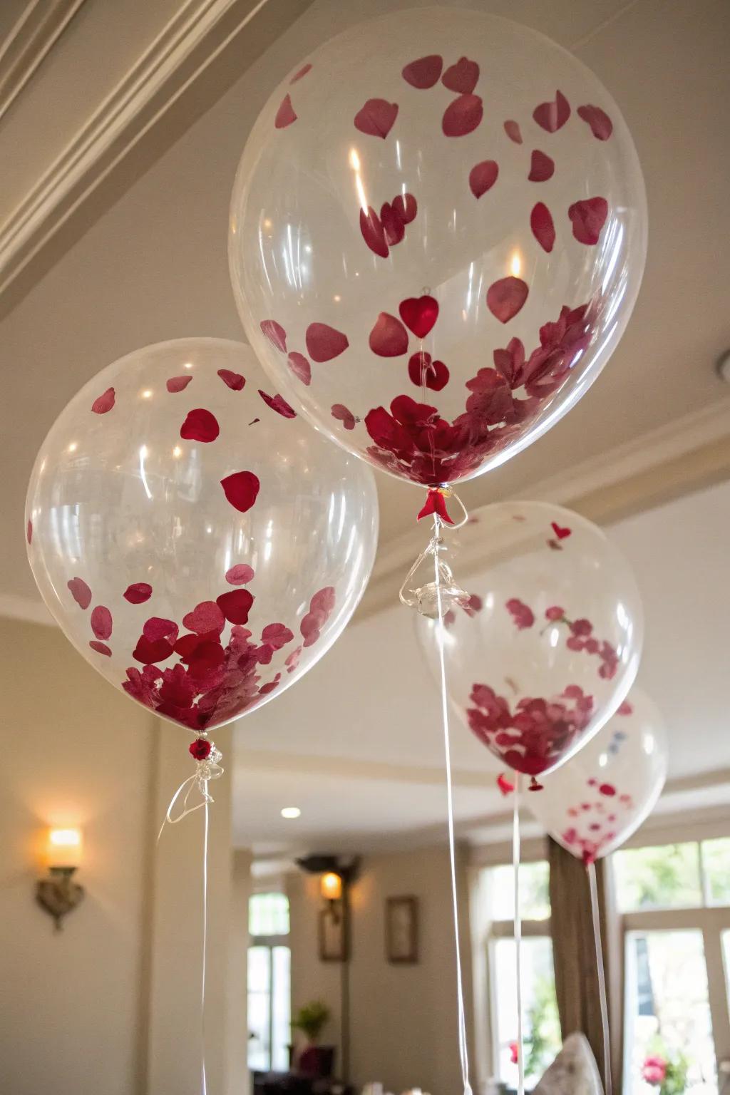 Balloons filled with floral confetti, poised for a magical release