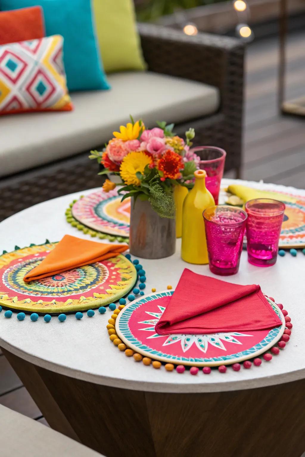 Vivid accents inject a splash of vibrancy.