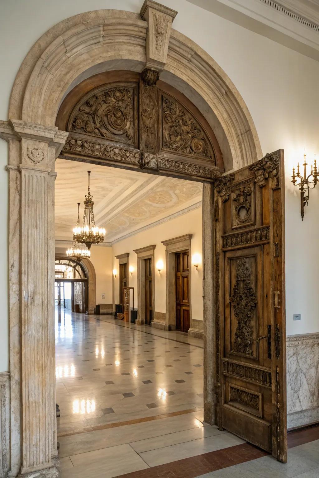 A magnificent countryside archway fashioning an elegant entrance.