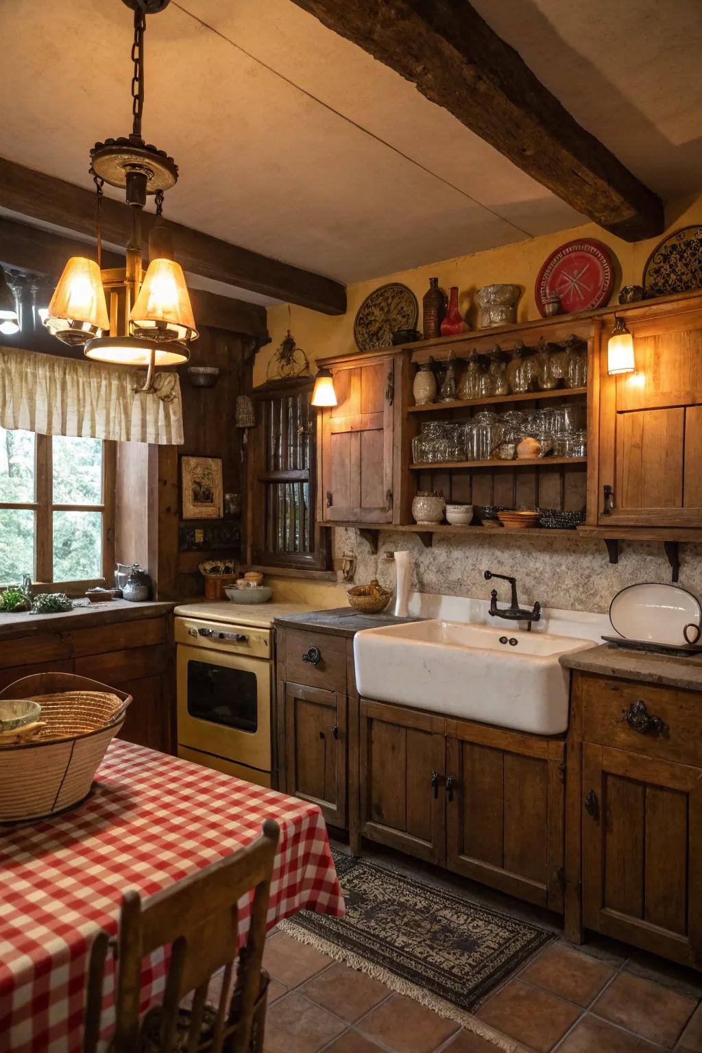 Unusual vintage accessories contribute a captivating and surprising aspect.