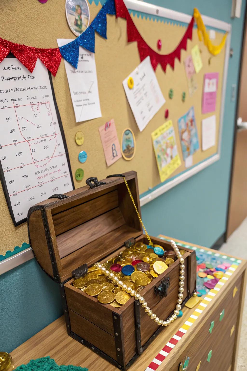 Uncover hidden treasures through a playful treasure chest motif.