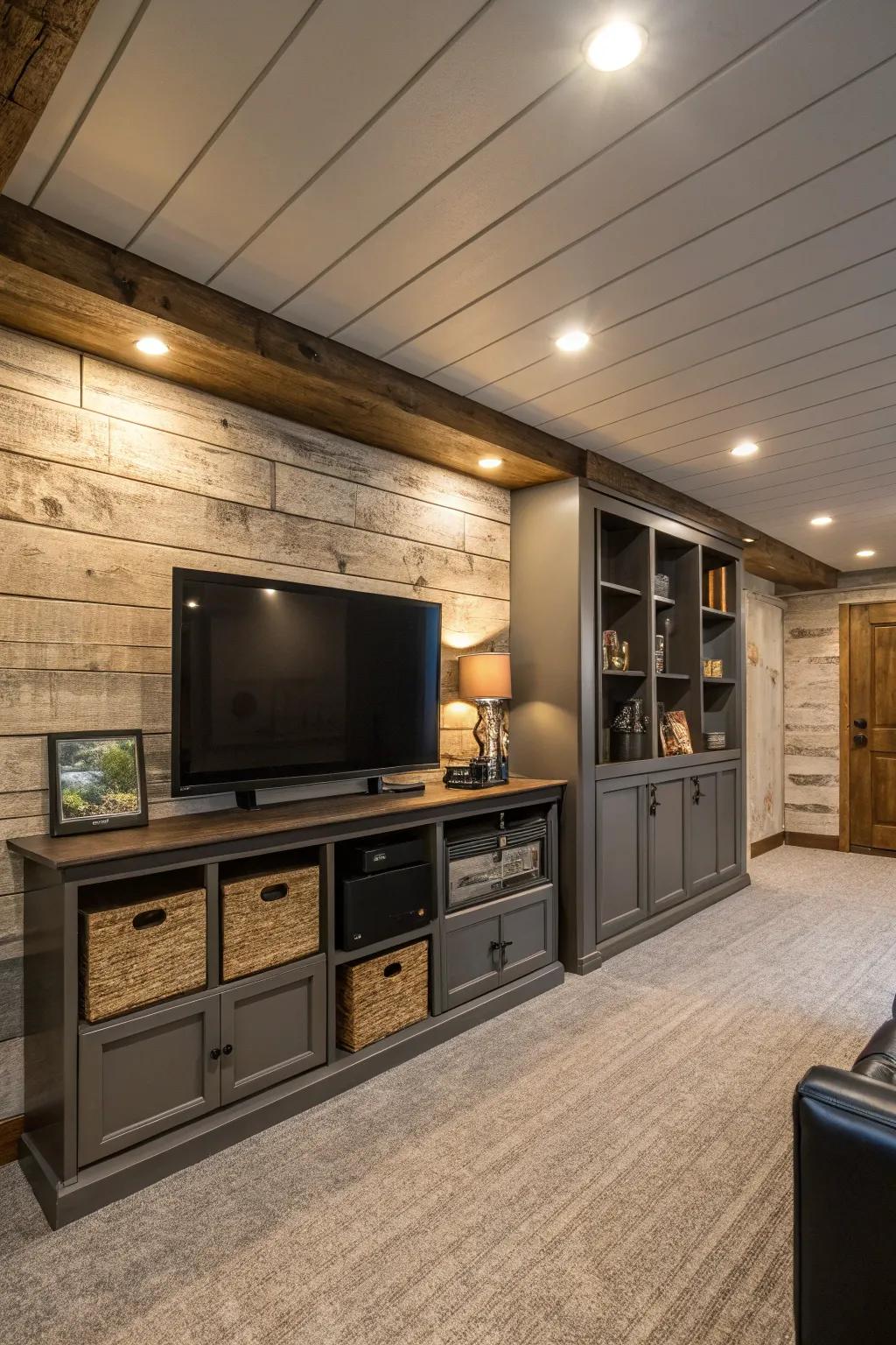 Shiplap and built-ins are functionally elegant.