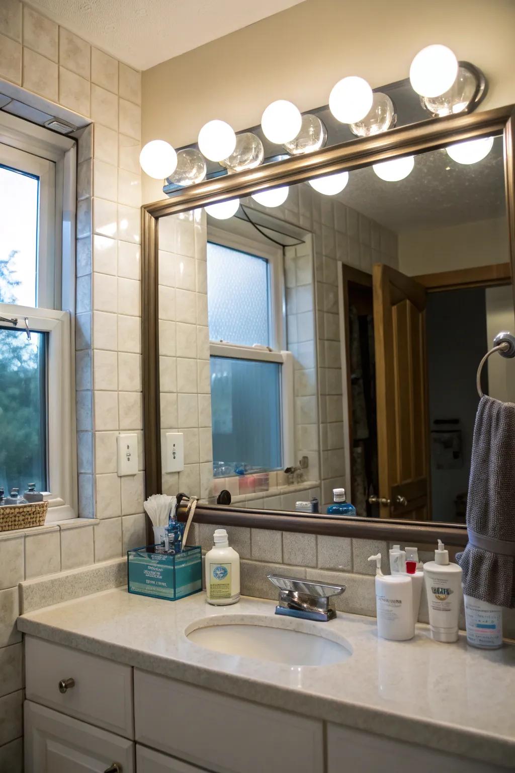 Vanity lights bring elegance and functionality to the bathroom.