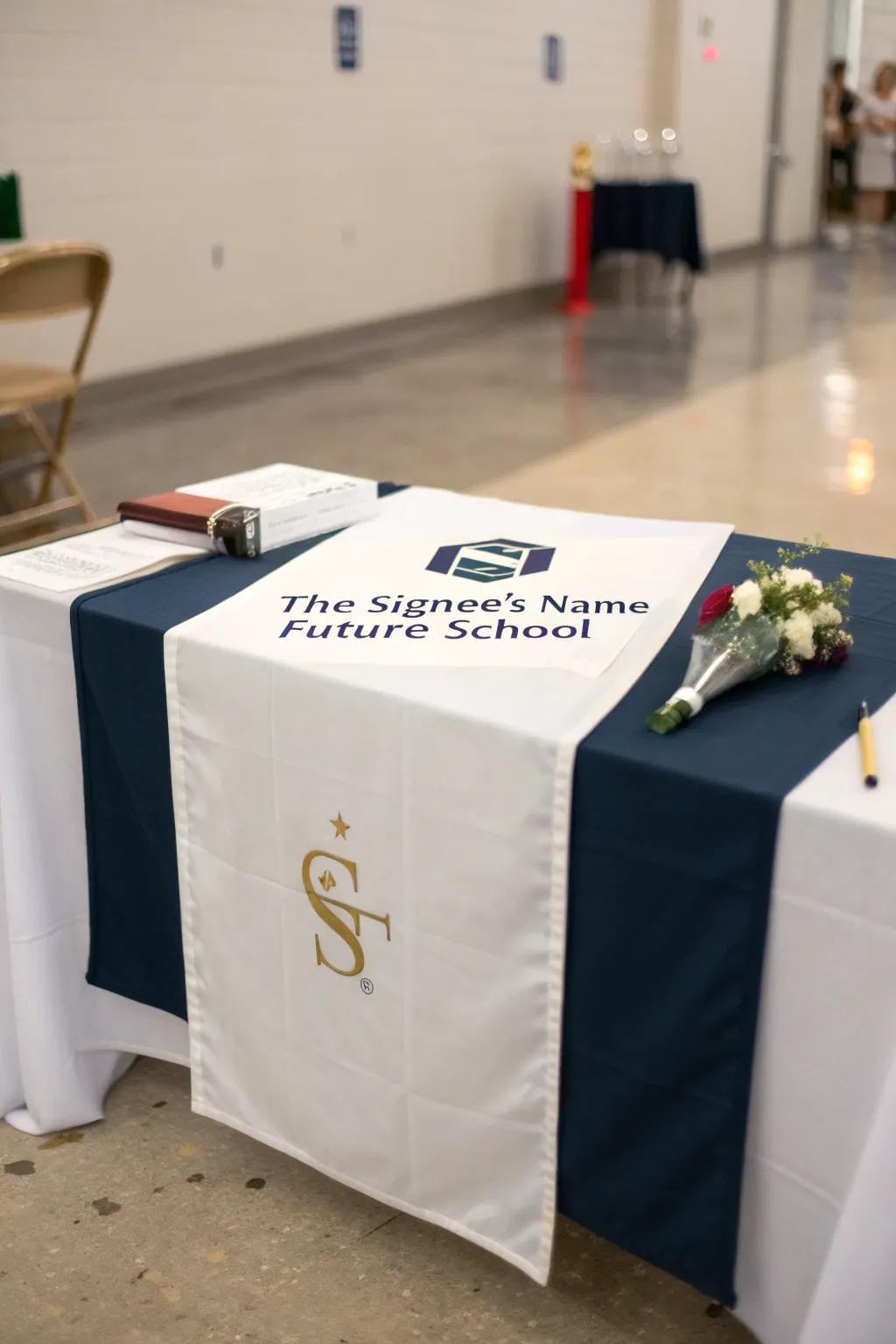 A personalized table runner makes the setup special.