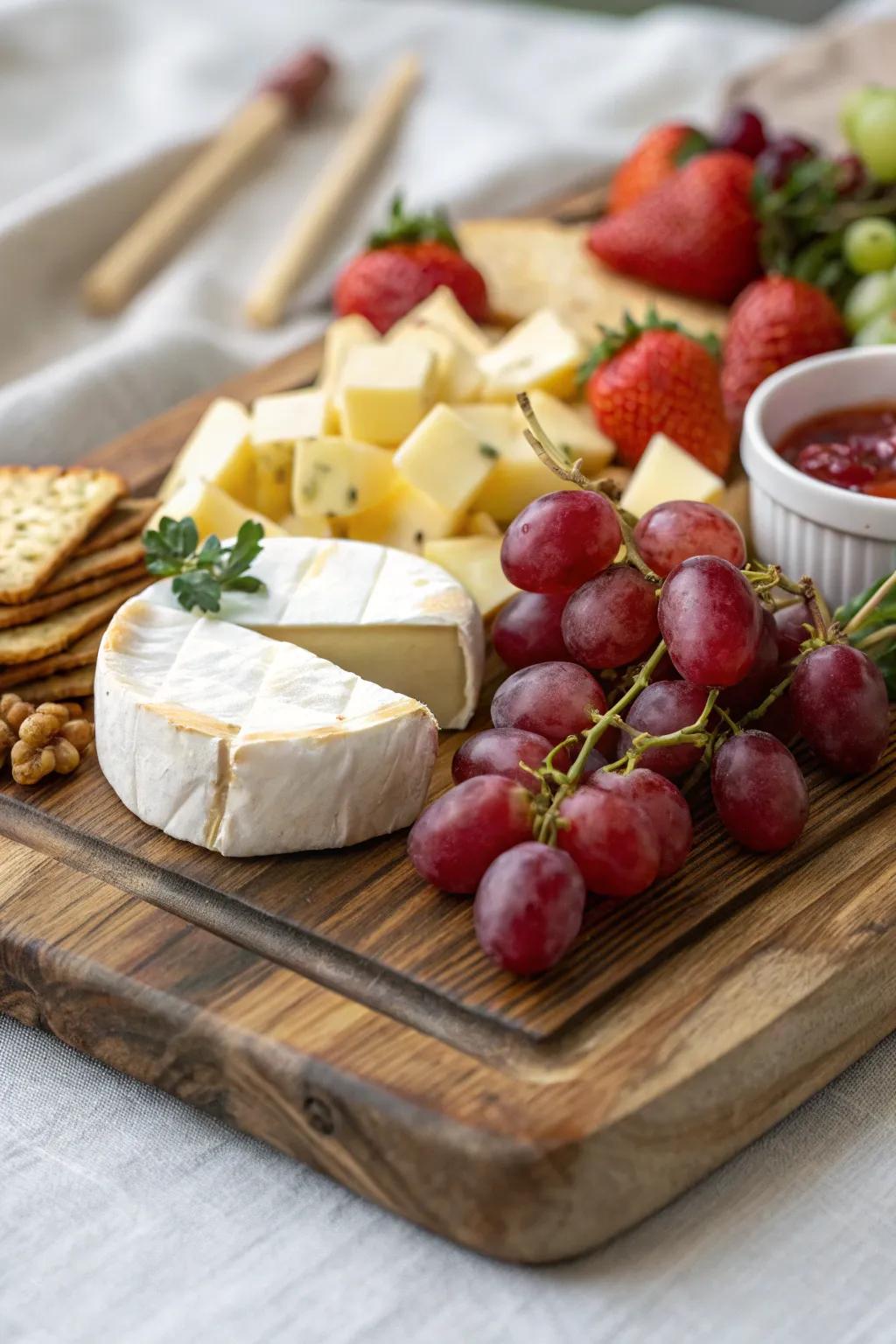 Fruit and cheese creating a delightful combination.