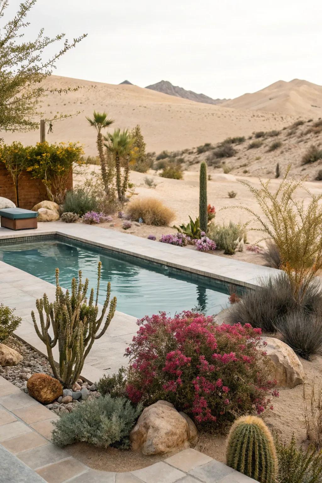 Desert-friendly shrubs providing a picturesque and exotic ambiance.