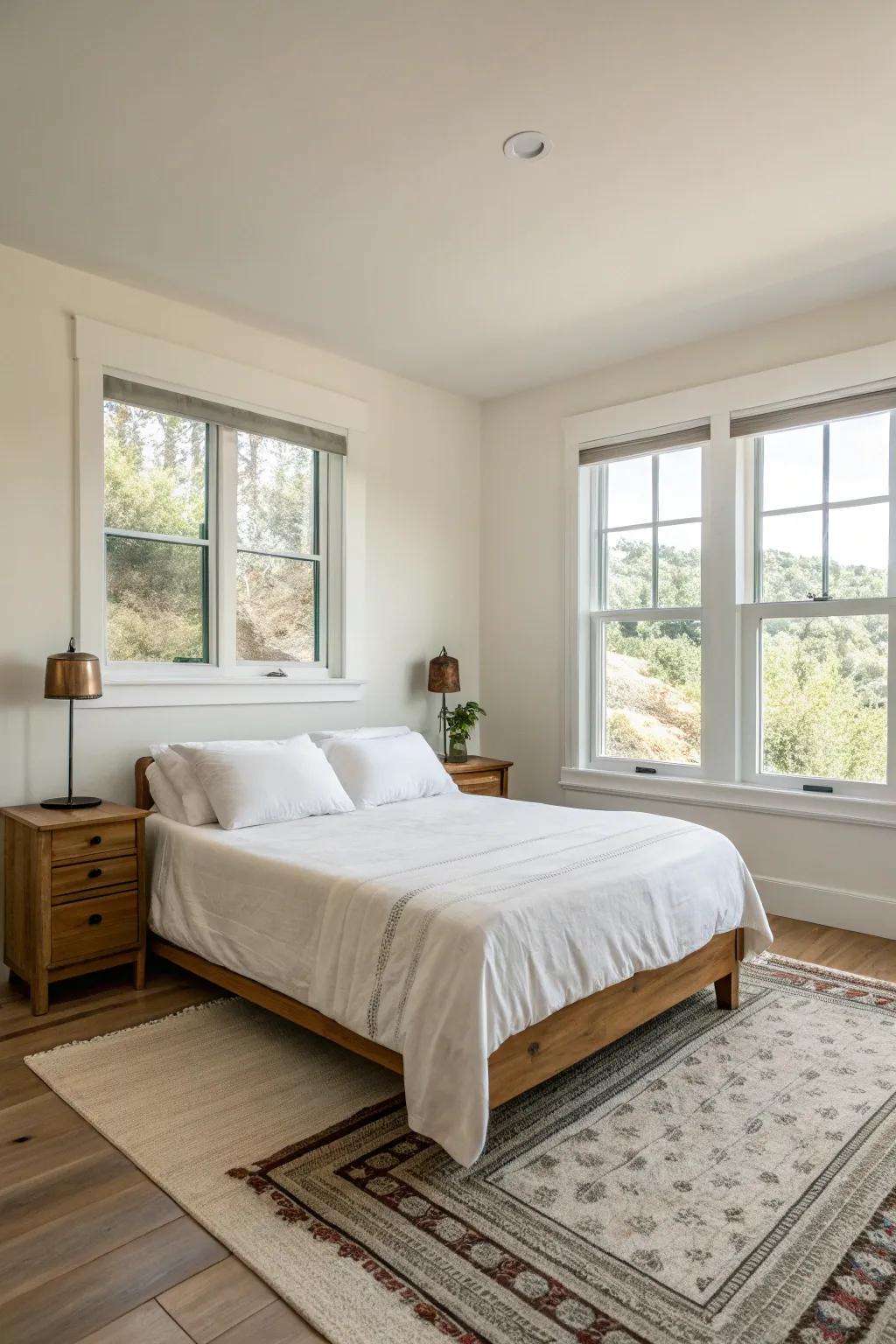 A minimalist design promoting a serene and clean bedroom environment.