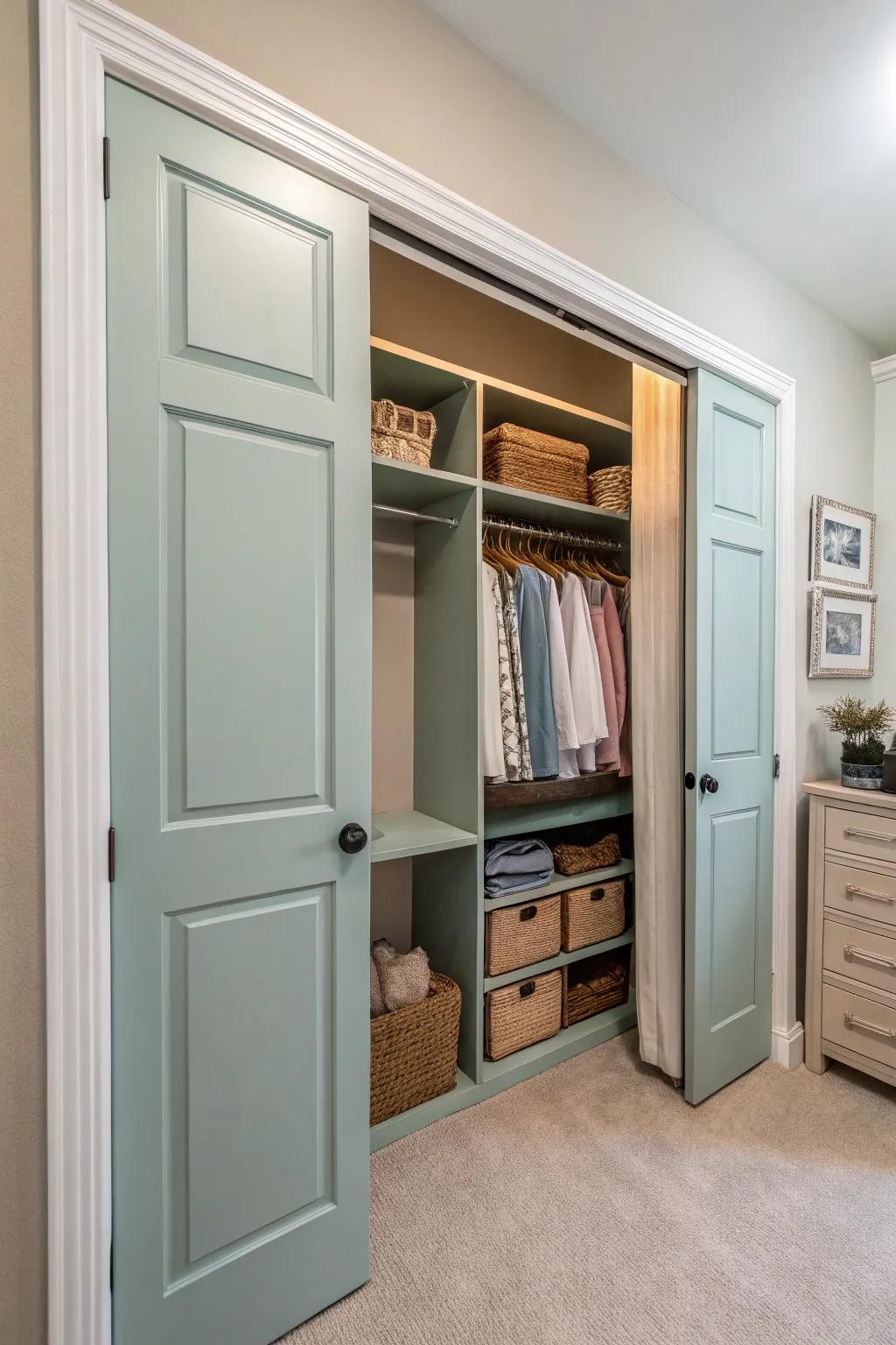 Coordinating finish creates a seamless, spacious ambiance.