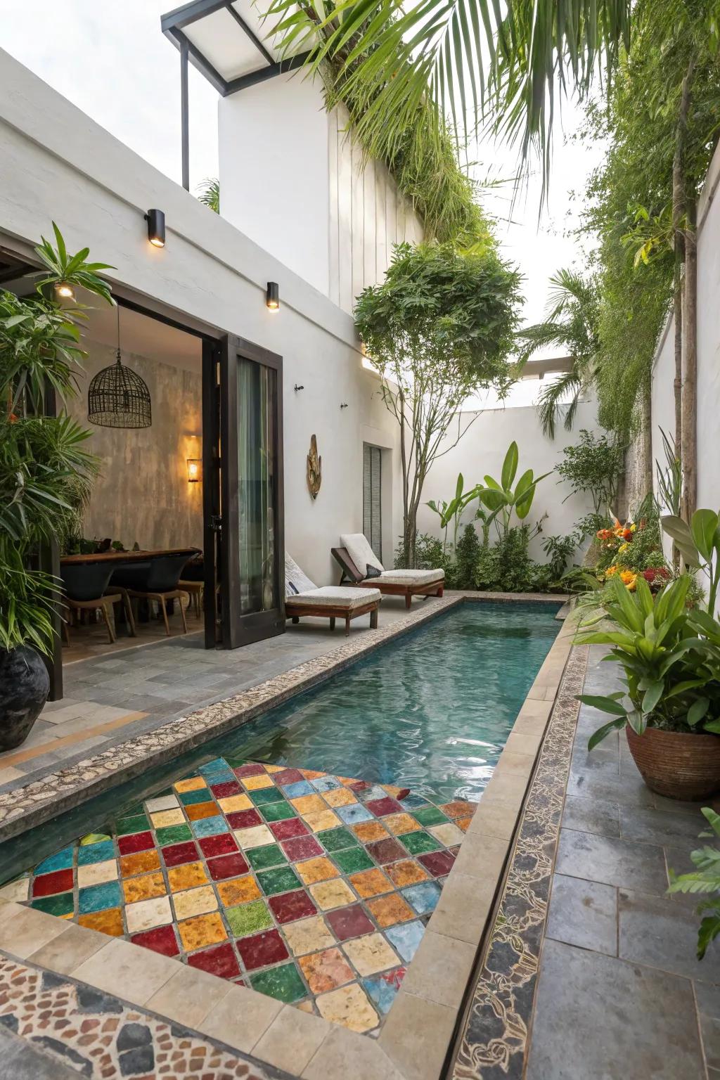 Radiant designs transforming a pool into art.