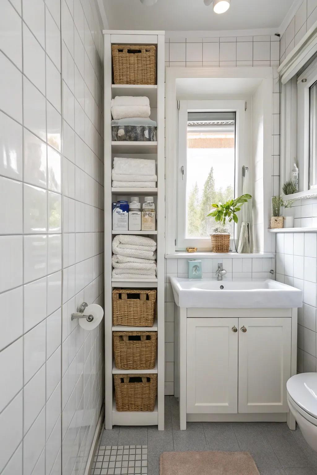 Vertical storage maximizes area and adds height.