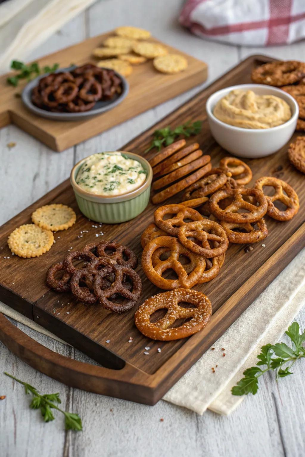 A savory pretzel arrangement ready to satisfy a range of tastes.