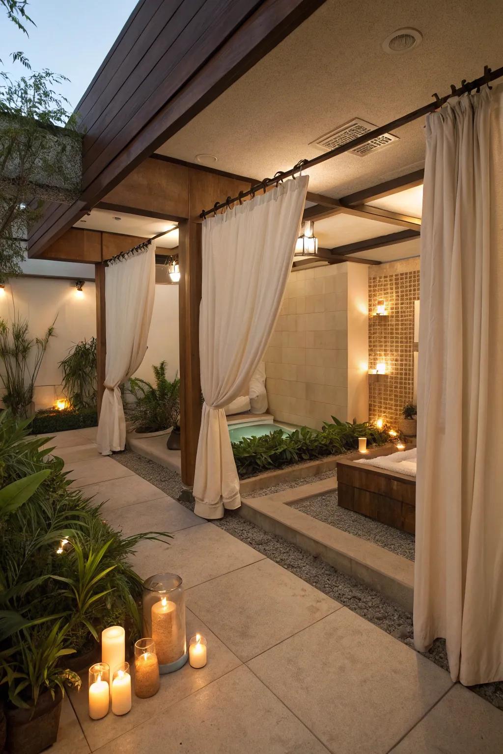 Design a private retreat using curtains or partitions.