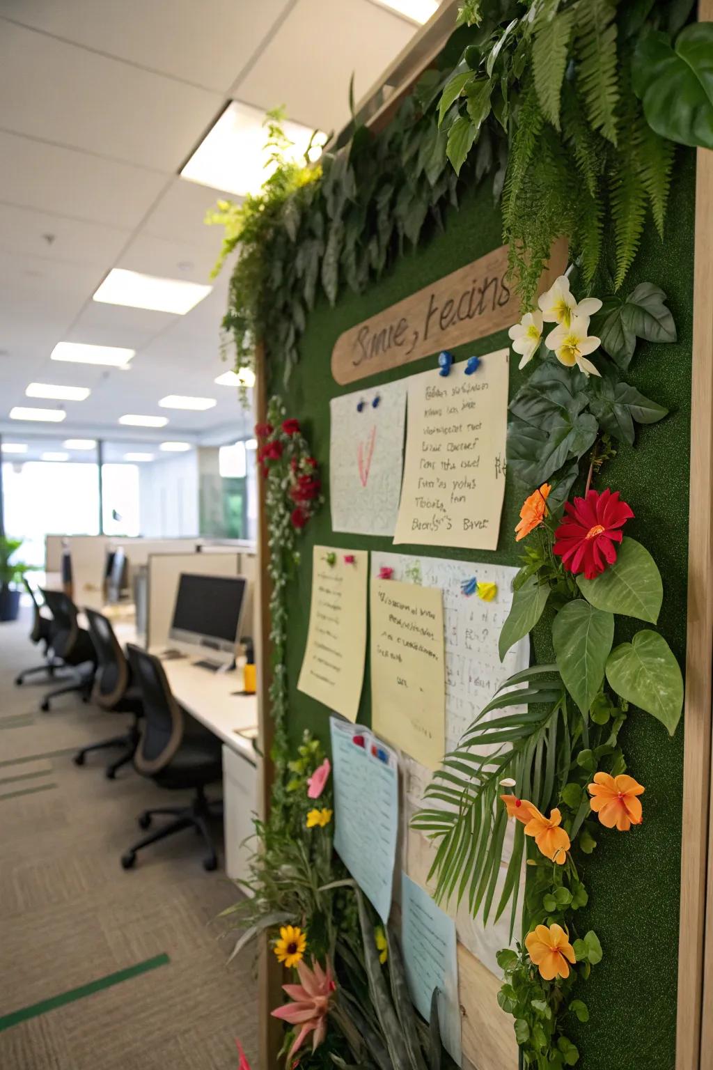 Bring the beauty of nature into your office with a lush, floral board.