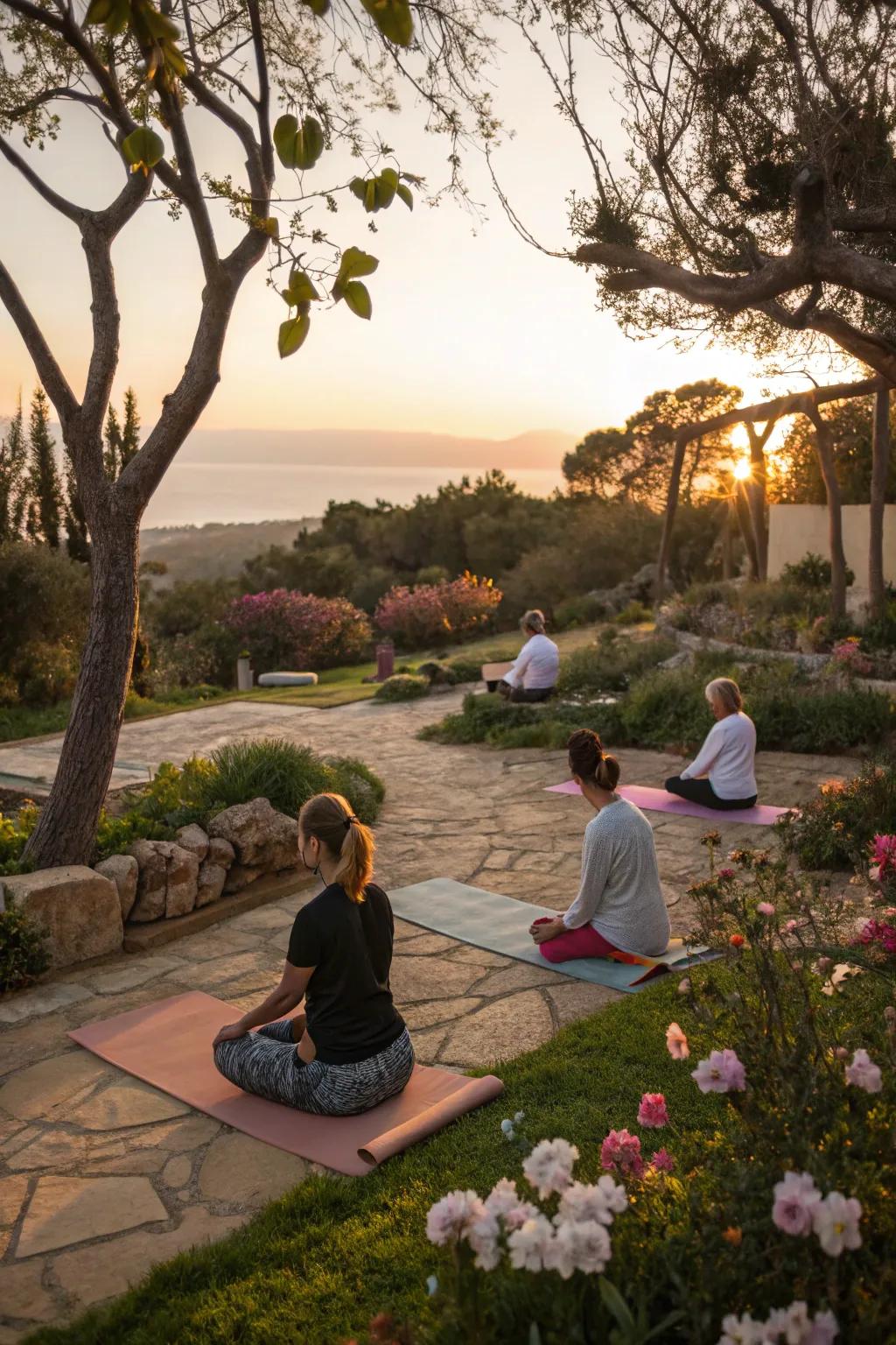 A tranquil sunset yoga session to start the evening.