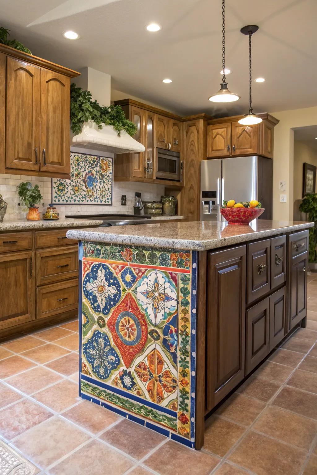 Transform your kitchen island with the beauty of Andalusian ceramics.