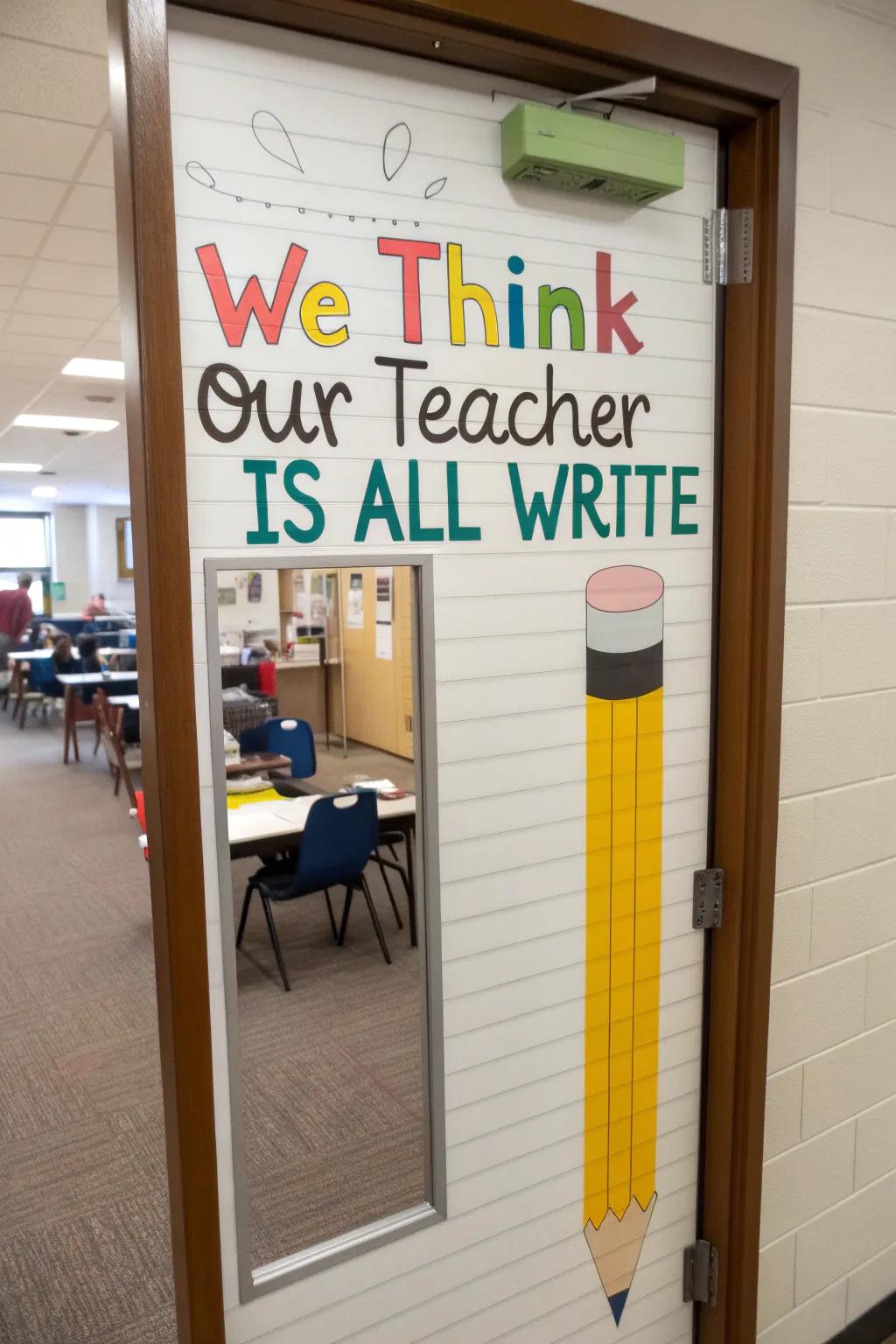 Celebrate writing and creativity with a notebook-themed door.