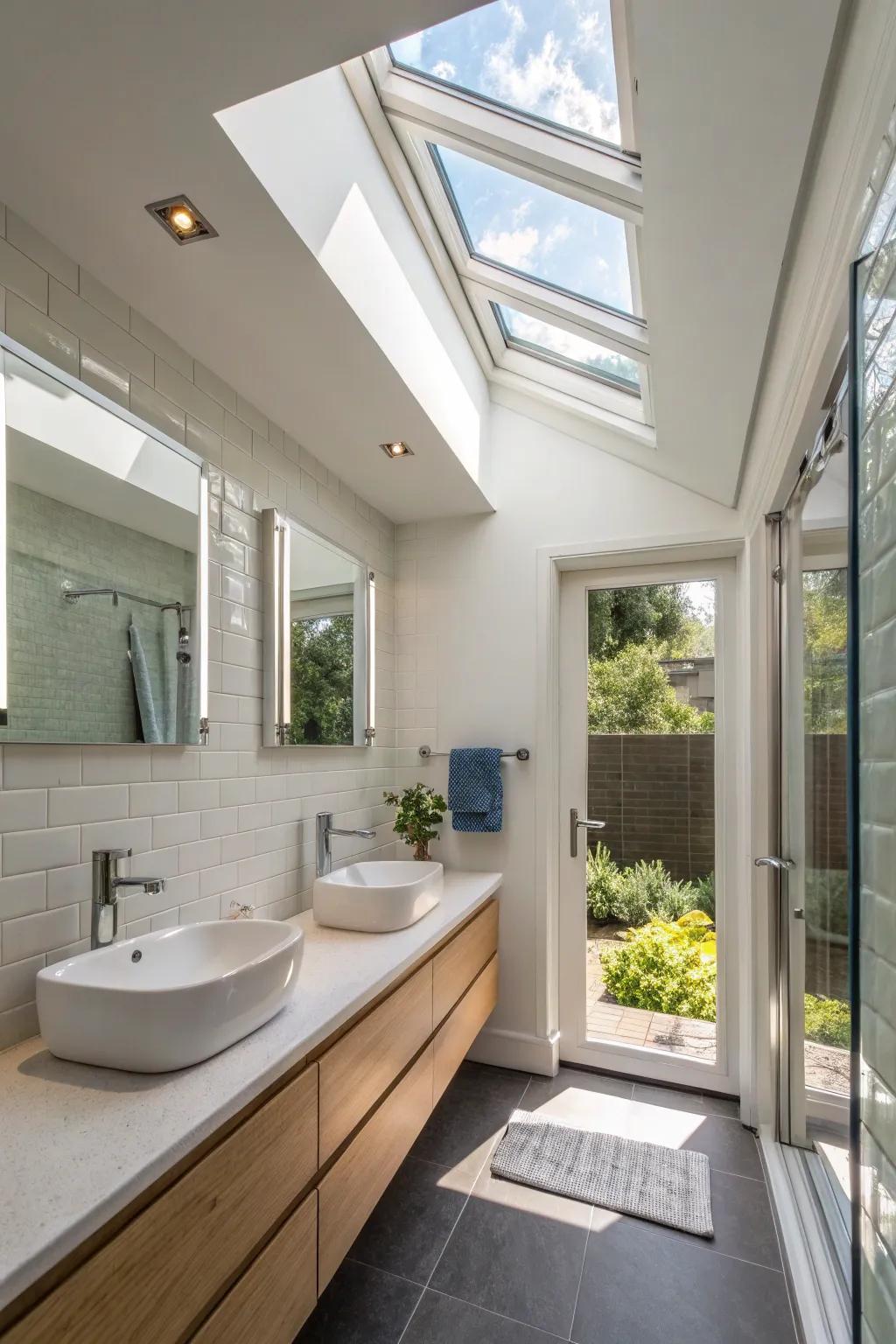 A skylight can transform a bathroom with natural, airy light.
