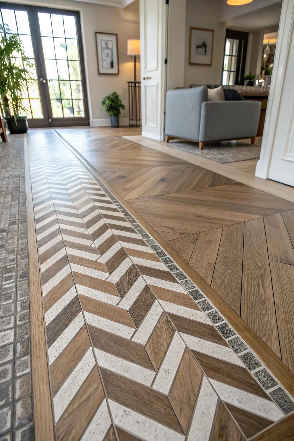 Arrowhead tiles fashion a daring flow into timber flooring.