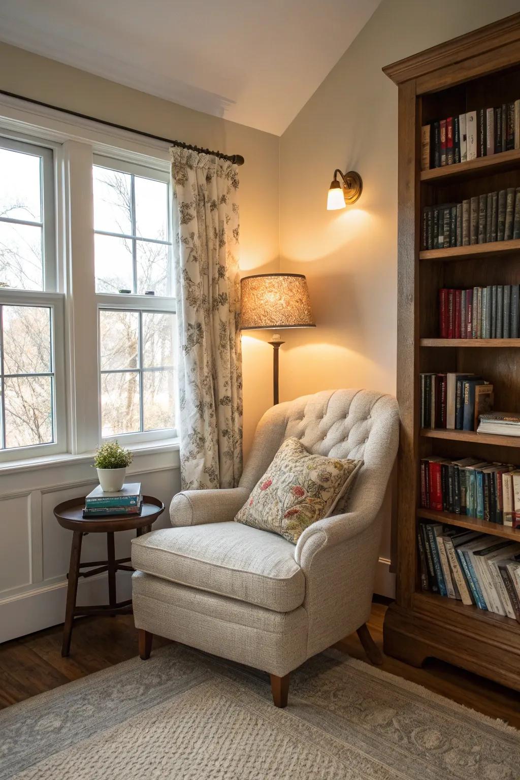 A reading corner provides the perfect escape.