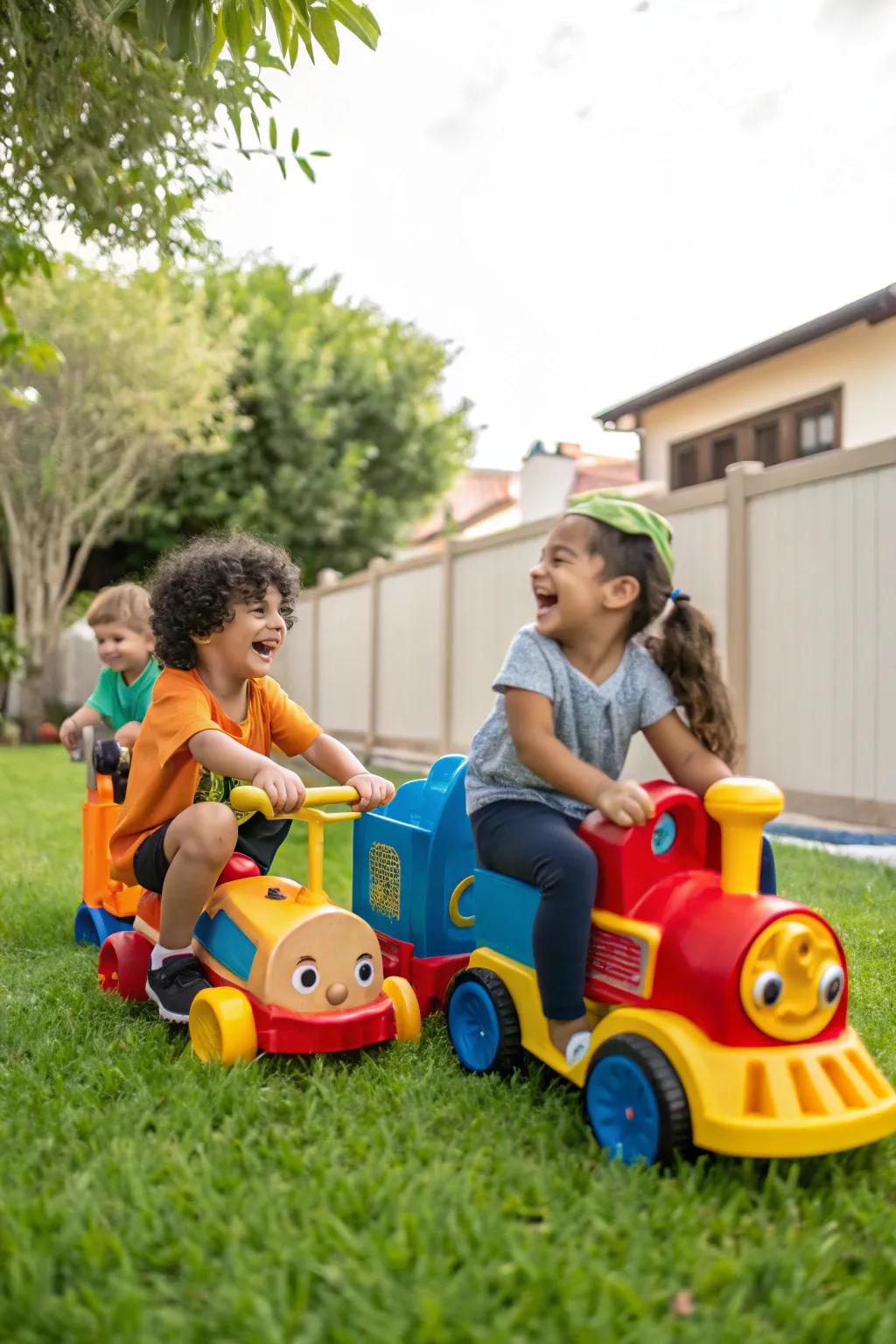 Railroad ride-on toys deliver endless amusement.